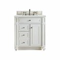 James Martin Vanities Bristol 30in Single Vanity, Bright White w/ 3 CM Ethereal Noctis Quartz Top 157-V30-BW-3ENC